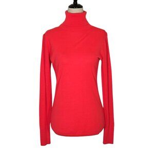 HALOGEN Orange Merino Wool Blend Lightweight Turtleneck Knit Top Size XS NWOT